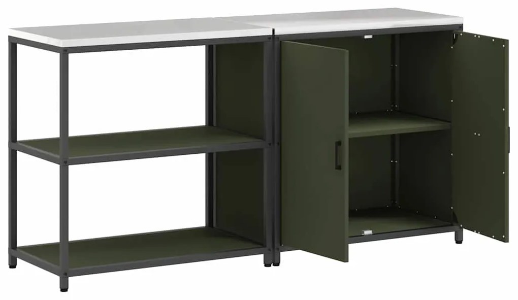 Conjunto de Armazenamento de Cozinha 2 pcs Verde Oliva