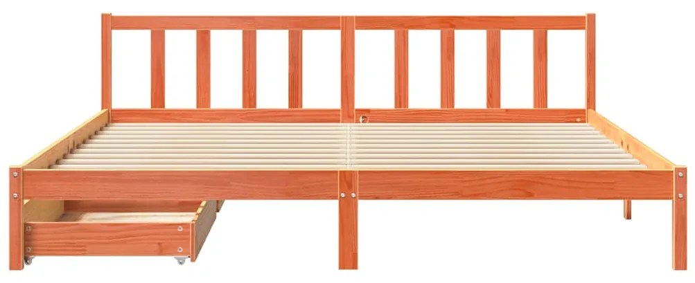 Cama sem colchão 200x200 cm pinho maciço castanho-mel