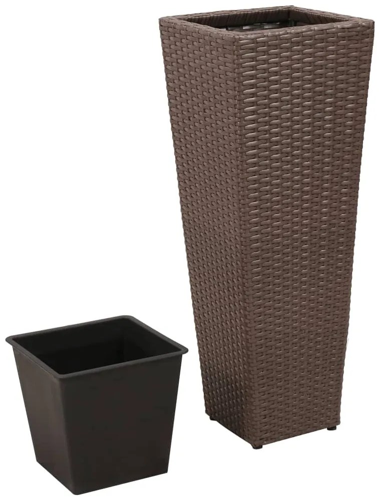 Floreiras de jardim altas 3 pcs vime PE castanho