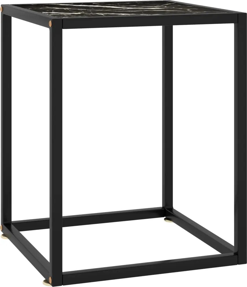vidaXL Mesa de centro 40x40x50 cm preto com vidro marmorizado preto