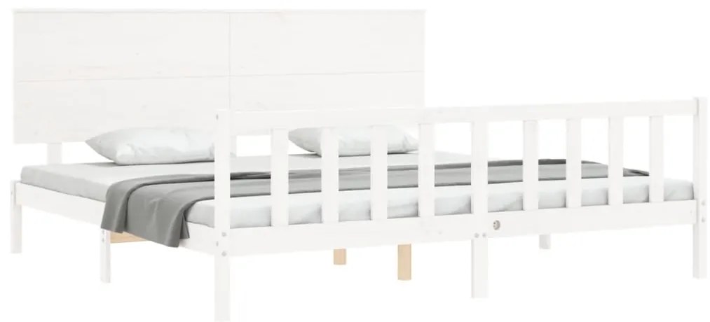 Cama sem colchão 200x200 cm madeira de pinho maciça branco