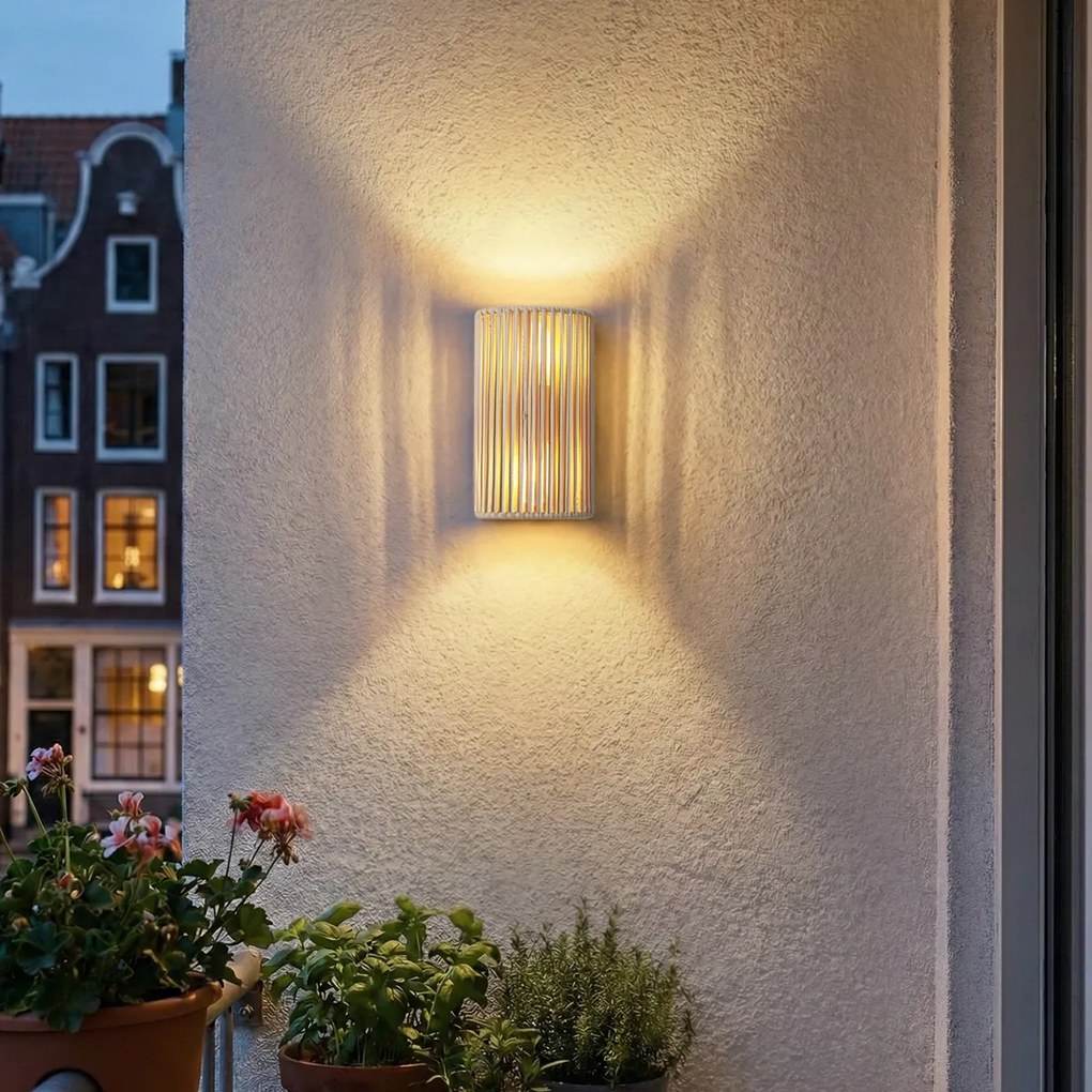 Candeeiro de Parede Japandi Bege com Corda IP44 - Jayla