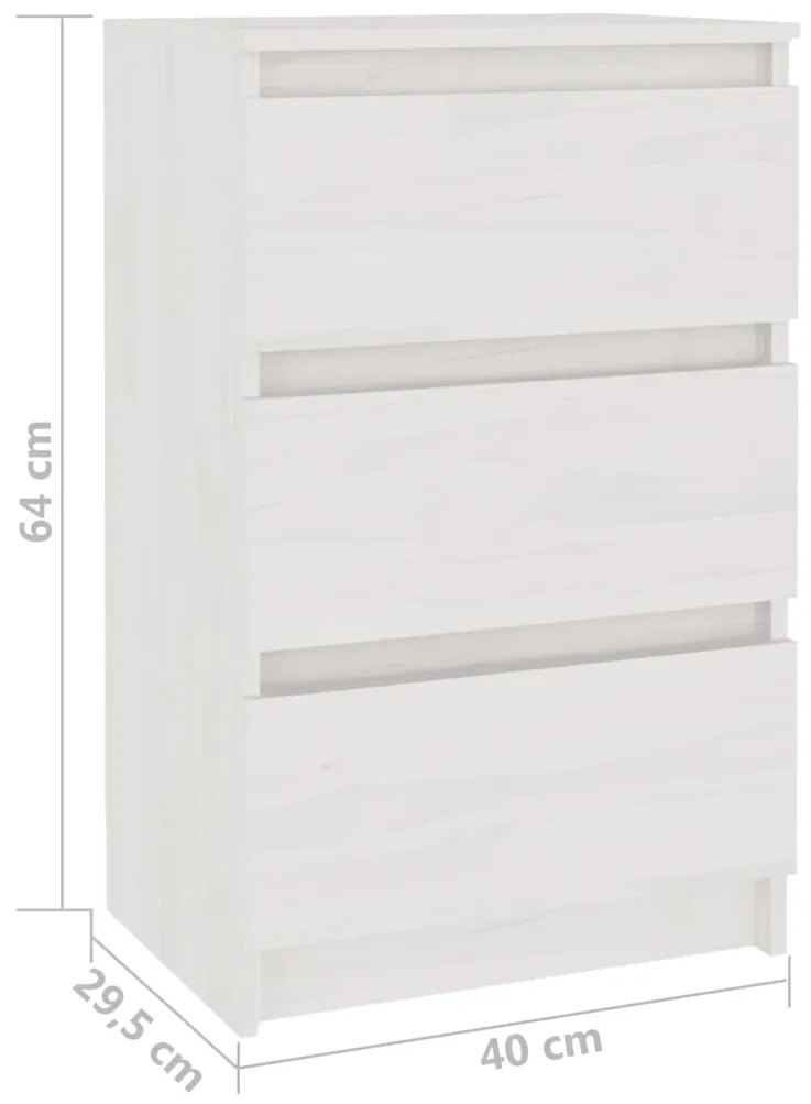 Mesas de cabeceira 2 pcs 40x29,5x64 cm pinho maciço branco