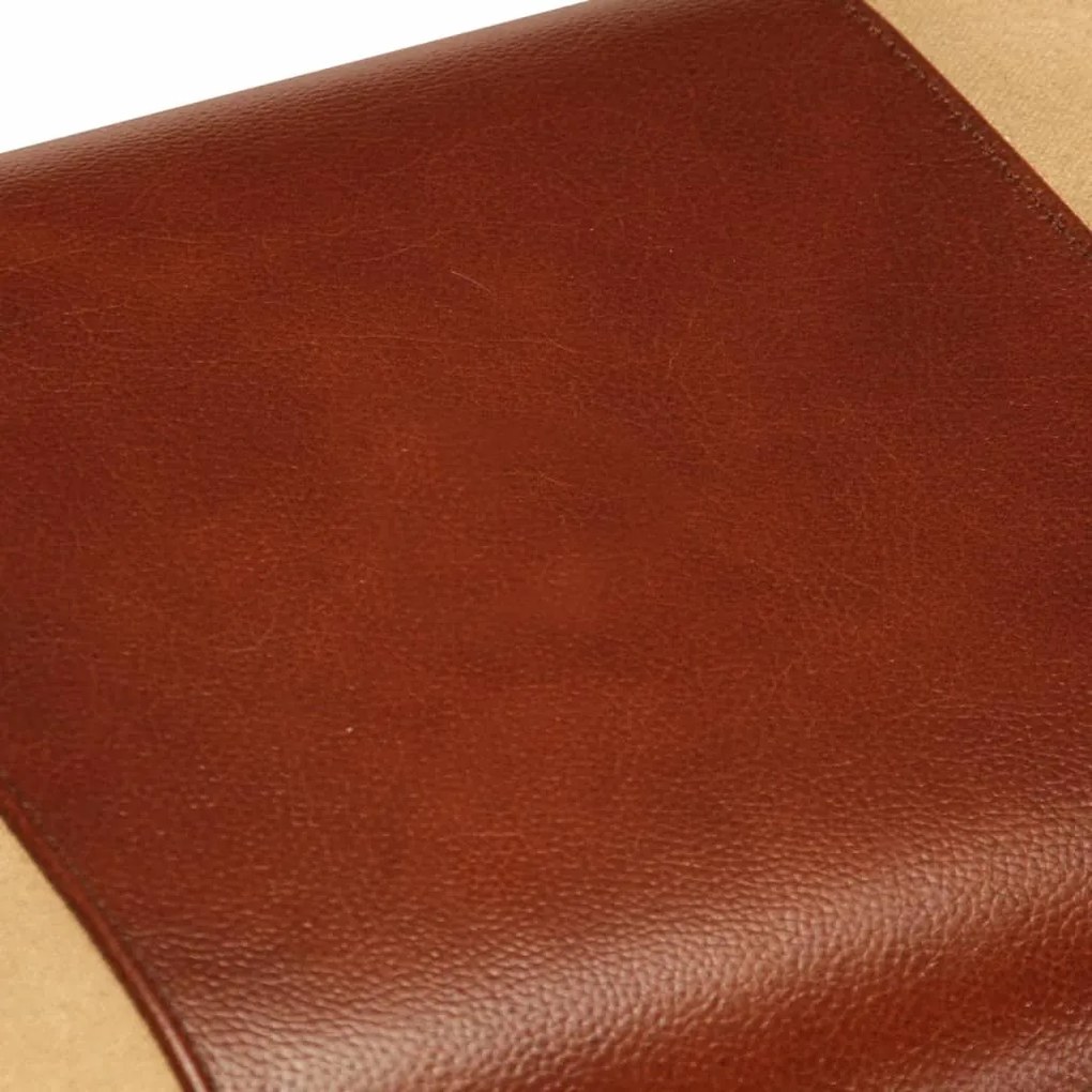 Boque de ginásio 58 cm couro genuíno castanho/mangueira maciça