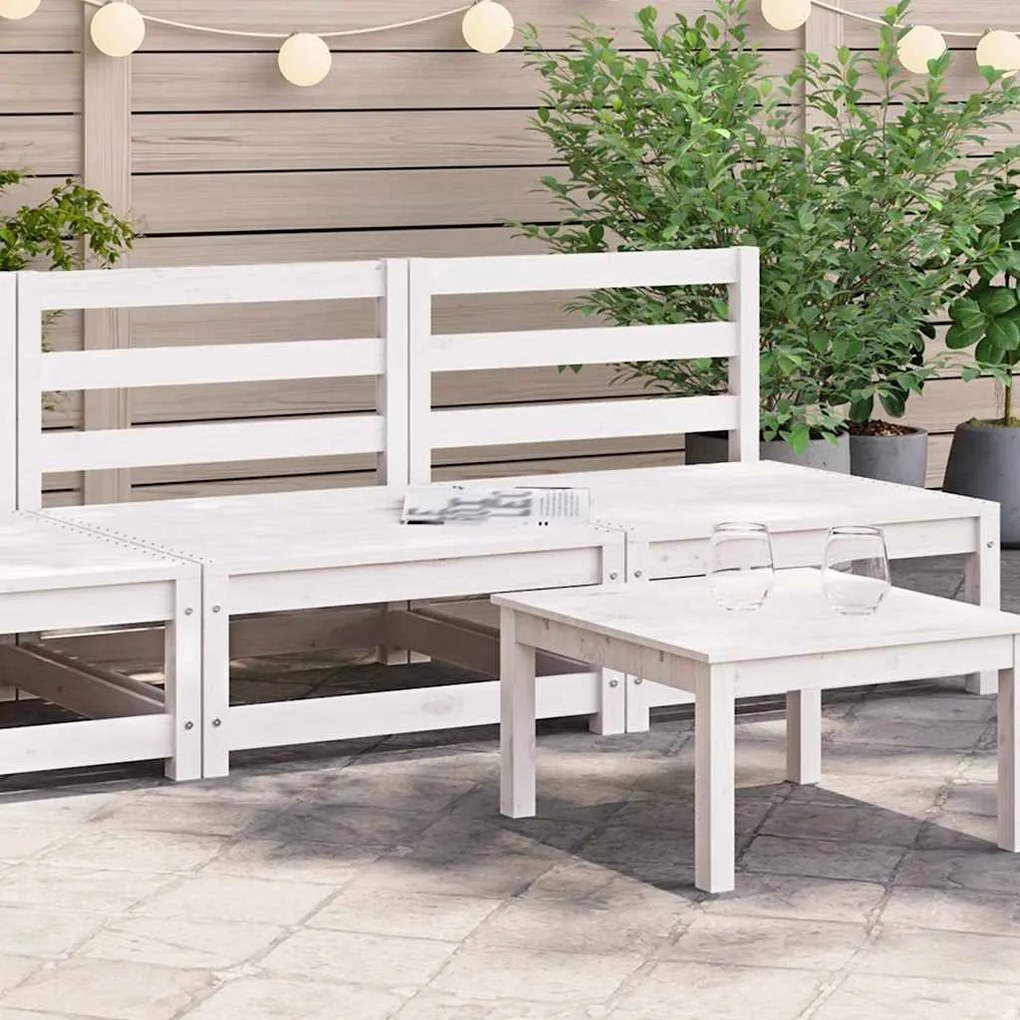 vidaXL Sofás de centro jardim 2 pcs madeira de pinho maciço branco