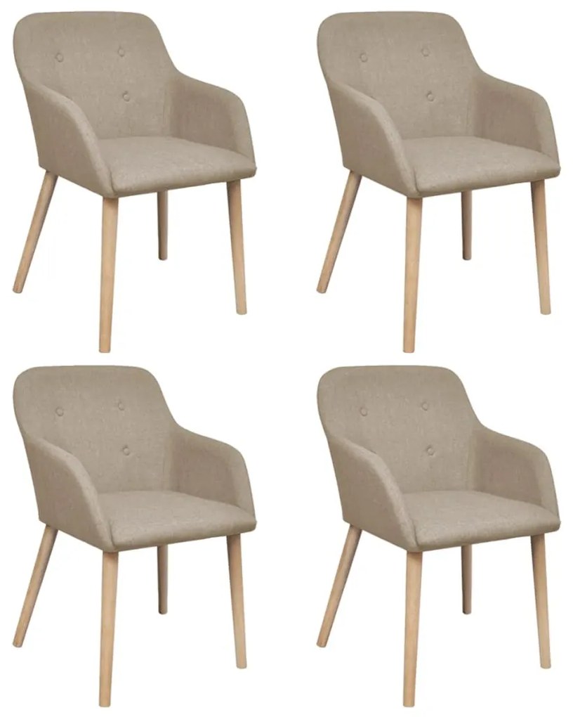 vidaXL Cadeiras jantar 4 pcs tecido bege e madeira de carvalho maciça
