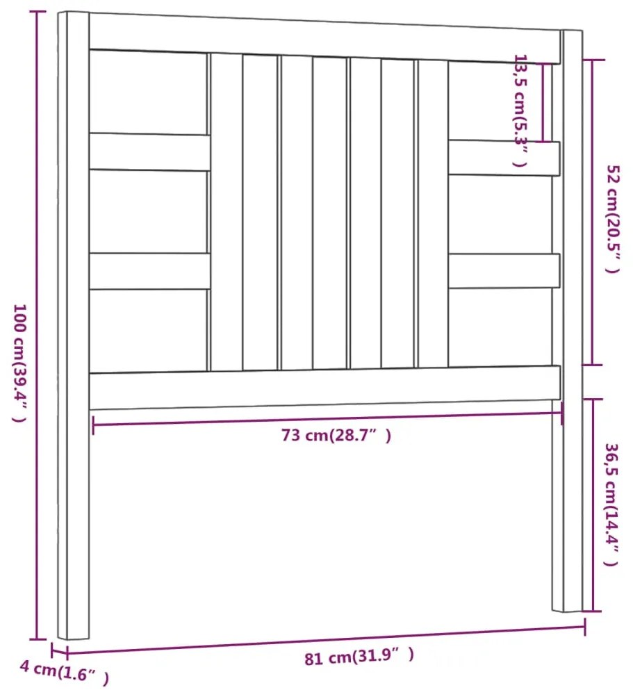 Cabeceira de cama 81x4x100 cm pinho maciço preto