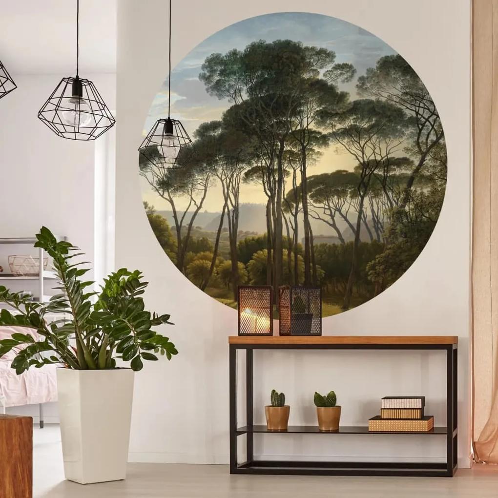 440359 WallArt Papel de parede circular "Umbrella Pines in Italy" 190 cm