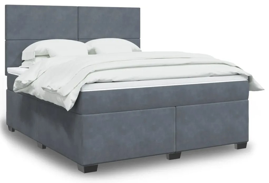 vidaXL Cama com molas/colchão 180x200 cm veludo cinzento-escuro