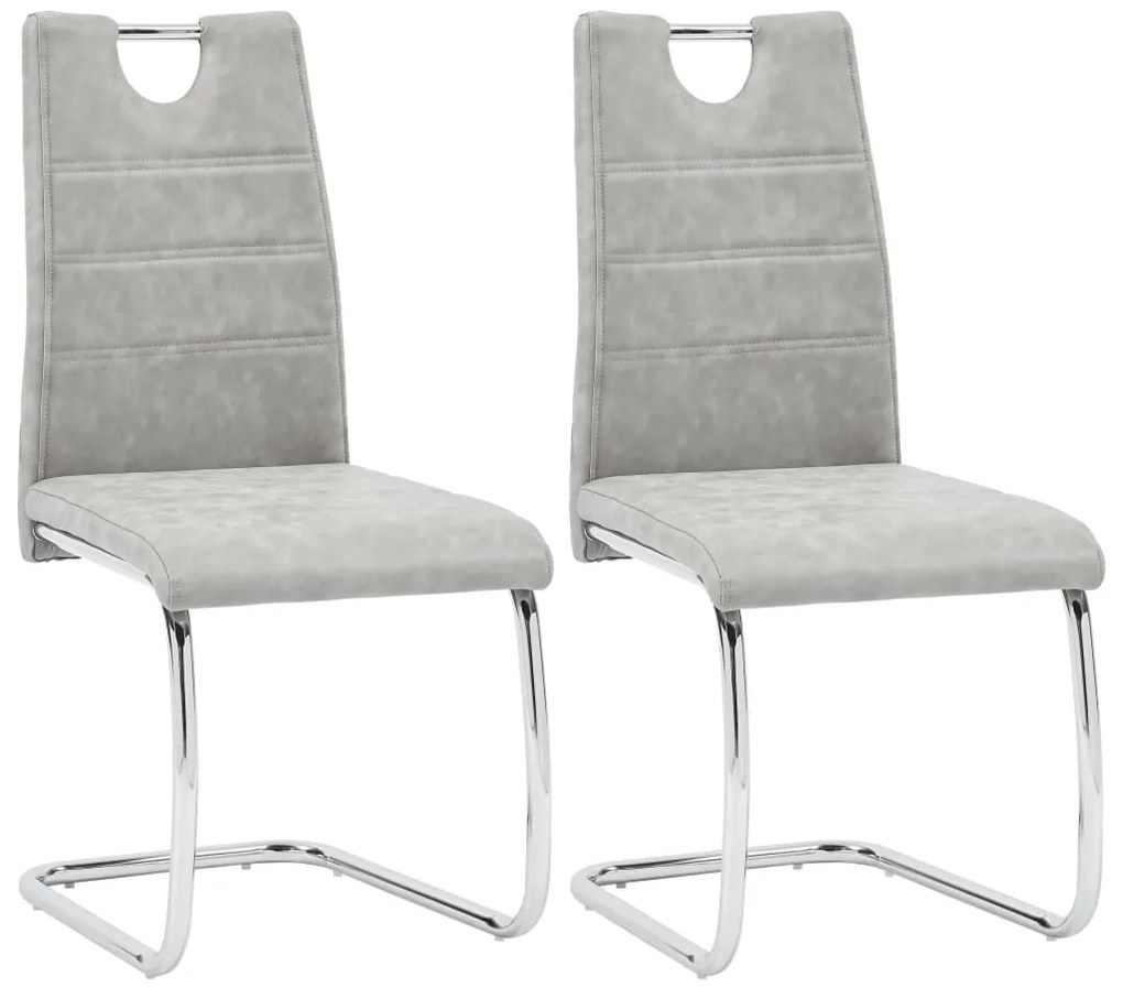 vidaXL Cadeiras de jantar 2 pcs couro artificial cinzento-claro
