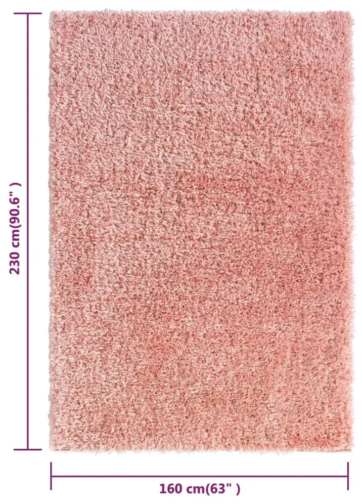 Tapete shaggy de pelo alto com 50 mm 160x230 cm rosa