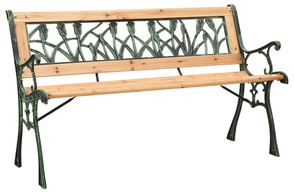 312031 vidaXL Banco de jardim 122 cm ferro fundido e madeira de abeto maciça