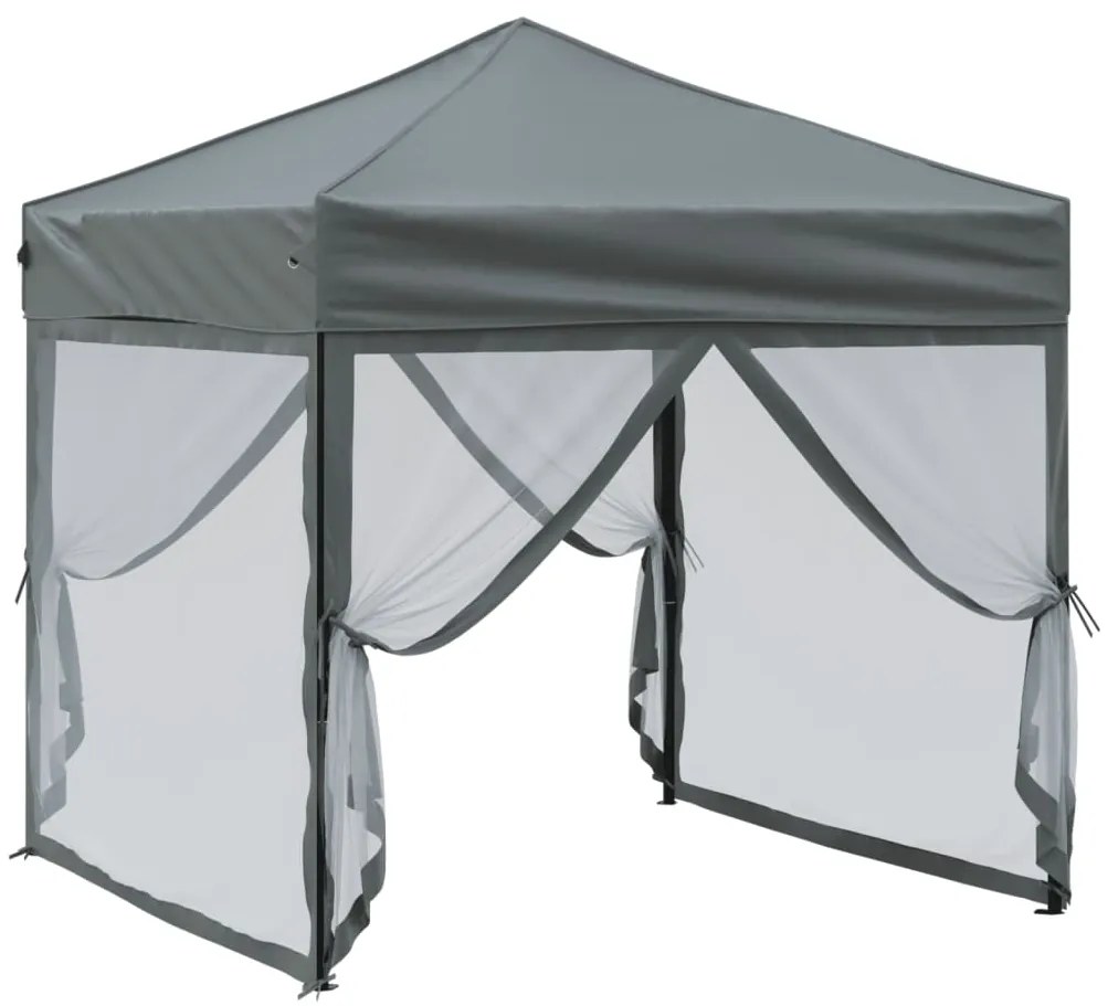 Tenda para festas dobrável com paredes laterais 2x2 m antracite