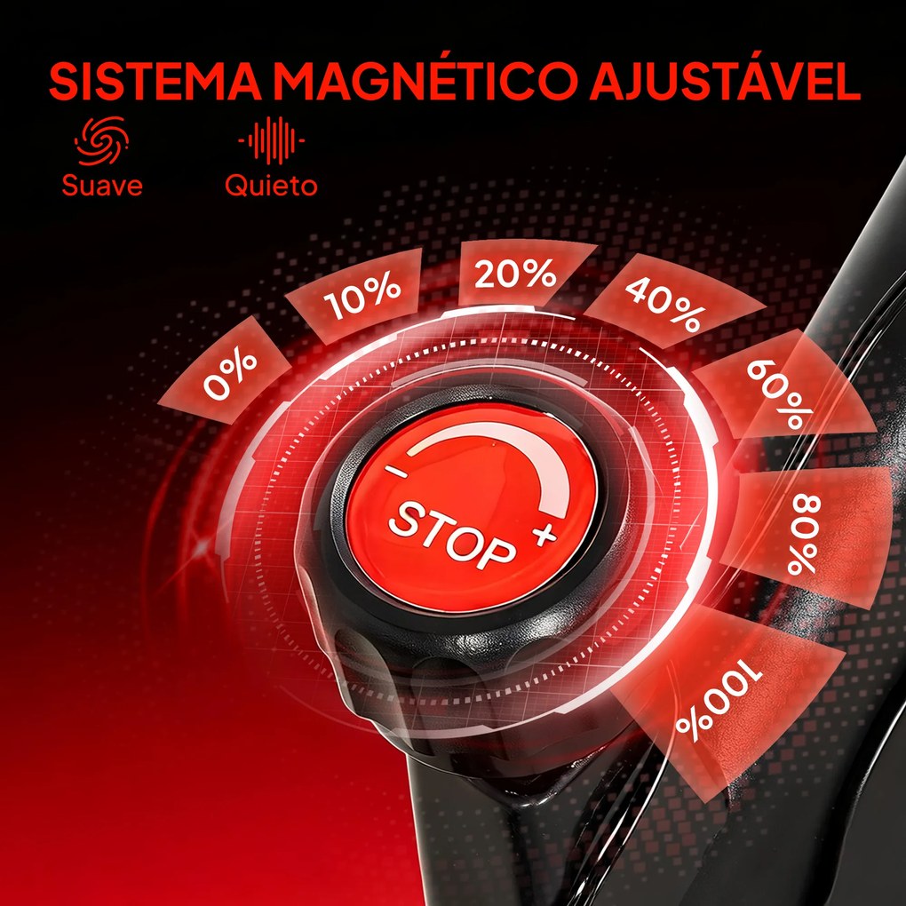 Bicicleta Estática com Resistência Magnética Regulável Ecrã LCD Volante Assento e Guiador Ajustáveis Preto
