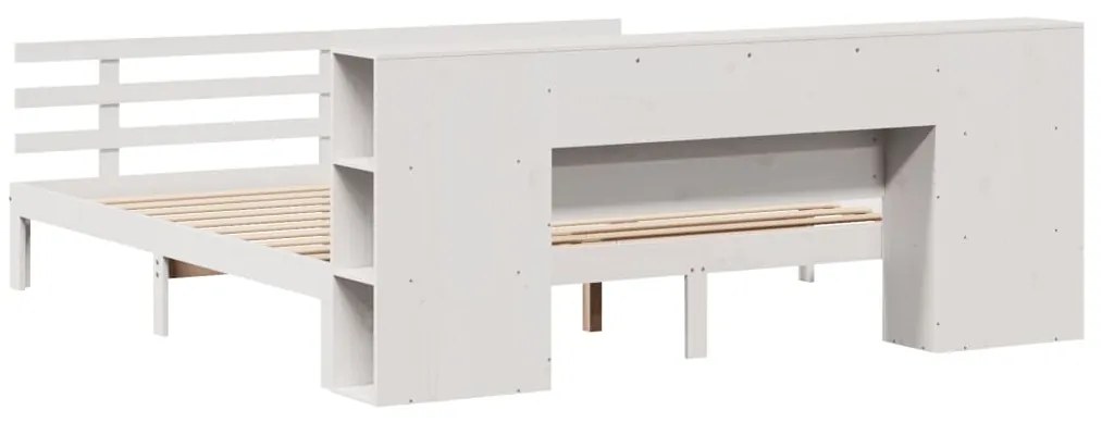 Cama com estante sem colchão 200x200 cm pinho maciço branco