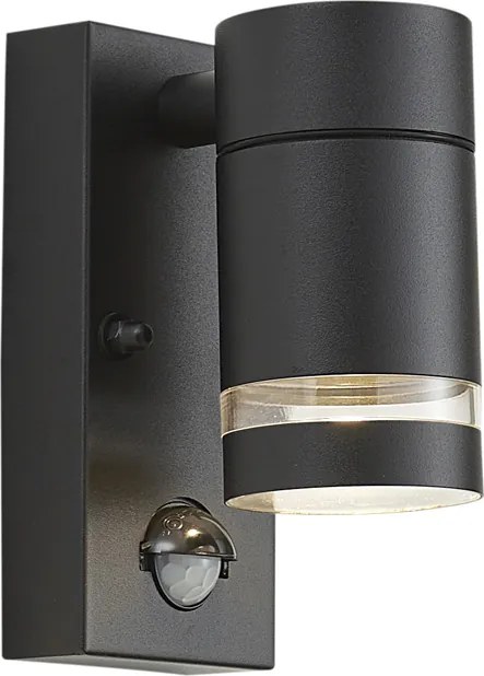 Candeeiro de Parede Exterior Moderno Preto IP44 com Sensor de Movimento - Ensam