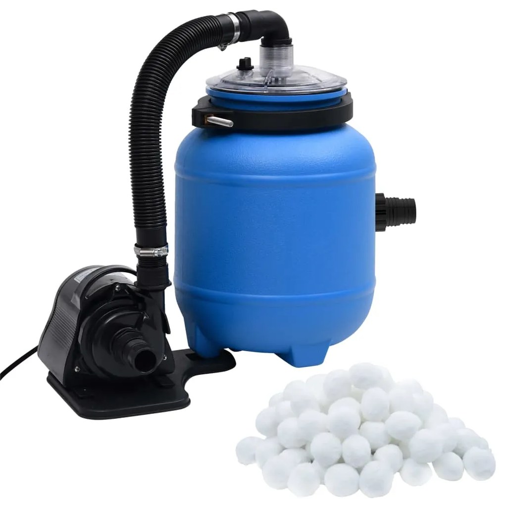 92293 vidaXL Bomba de filtro para piscina 4 m³/h preto e azul