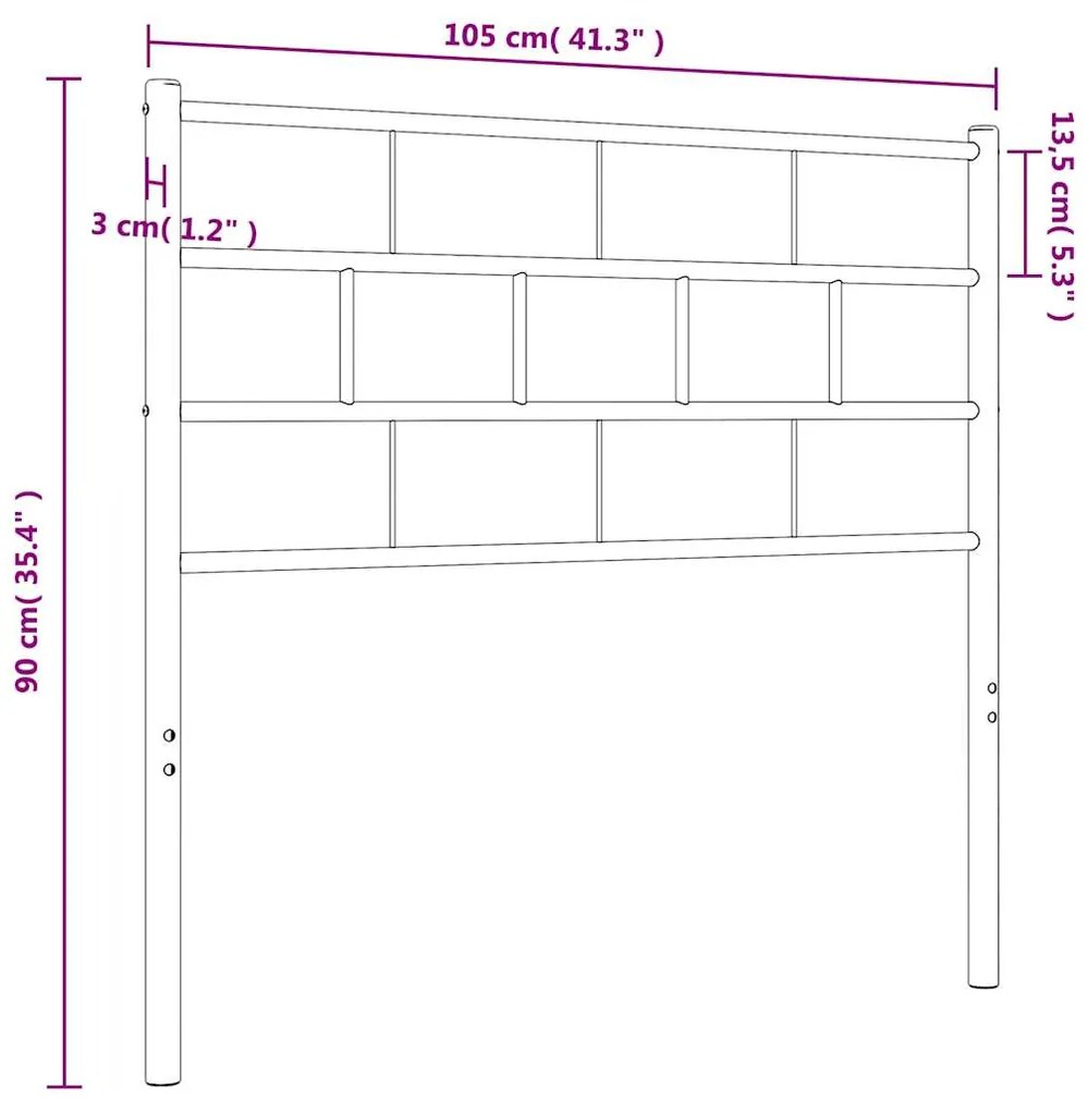 Cabeceira de cama 100 cm metal branco