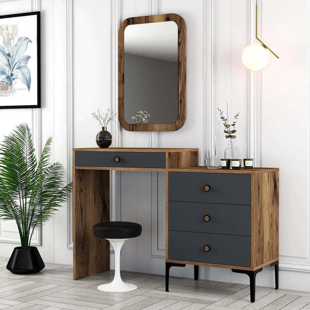 Cômoda Lizbon500 – Nogueira/Antracite – 124x84,7x40 cm