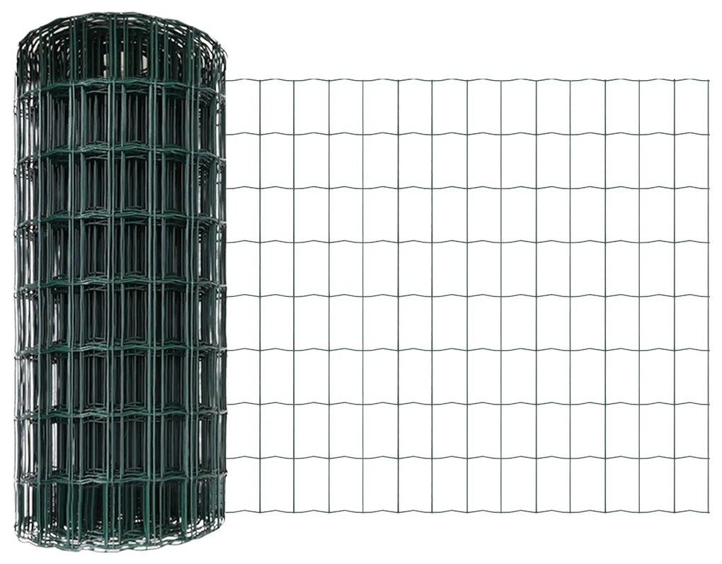 Cerca Euro com 22 Postes U Verde 0,6x50 m Aço