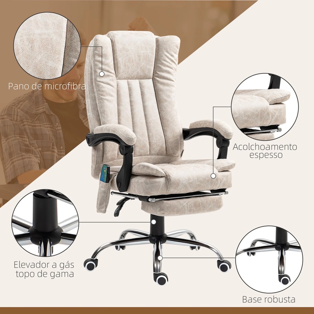 Vinsetto Cadeira de Massagem com 6 Pontos de Massagem Cadeira giratóri