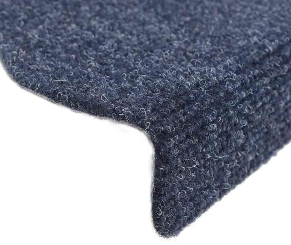 Tapetes de escada autoadesivos 30 pcs 65x21x4 cm azul