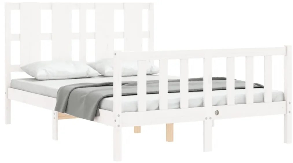Cama sem colchão 140x190 cm madeira de pinho maciça branco