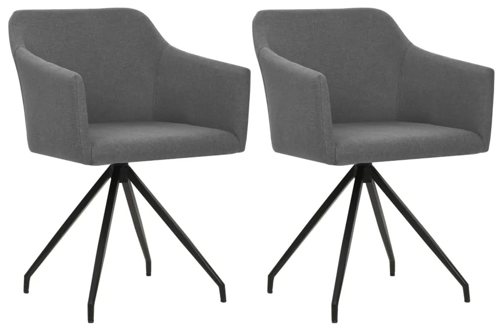 vidaXL Cadeiras de jantar giratórias 2 pcs tecido cinzento-claro