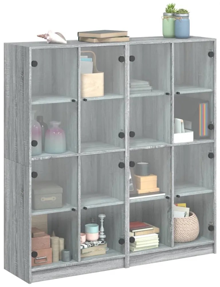Estante c/ portas 136x37x142 cm derivados madeira cinza sonoma