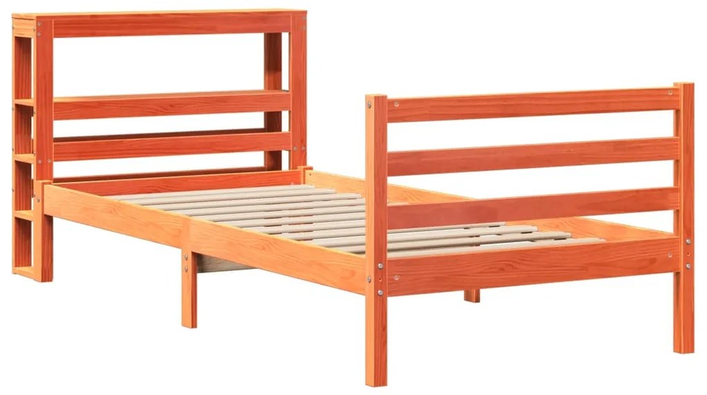 Cama sem colchão 75x190 cm madeira de pinho maciça castanho-mel