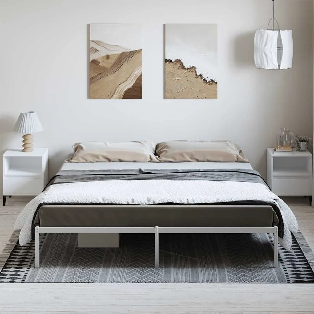 Estrutura de cama 183x213 cm metal branco