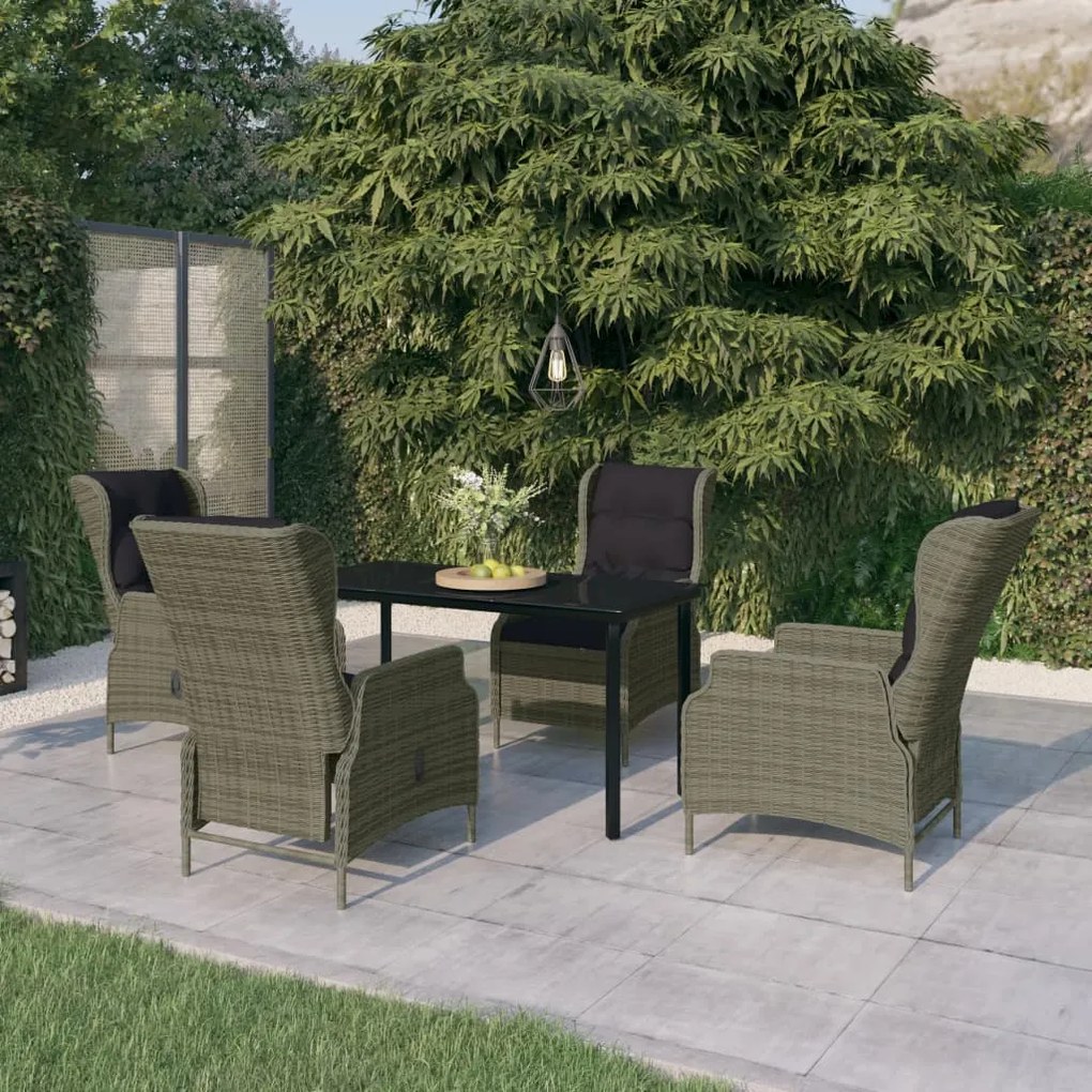 vidaXL 5 pcs conjunto de jantar para jardim castanho