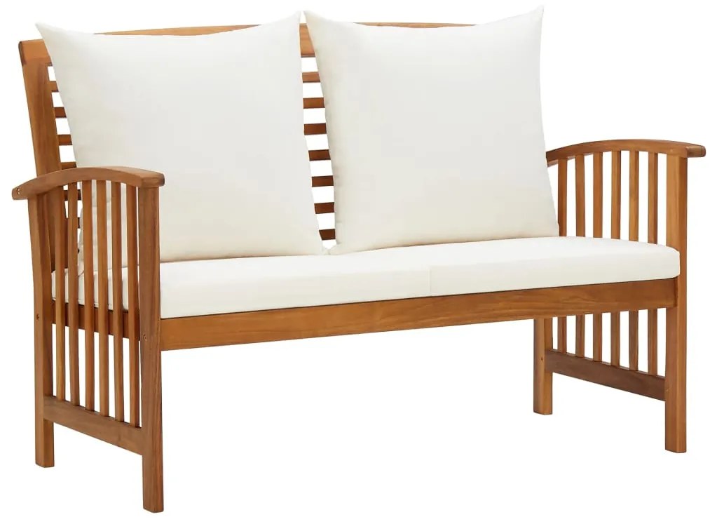 2 pcs conjunto lounge de jardim c/ almofadões acácia maciça