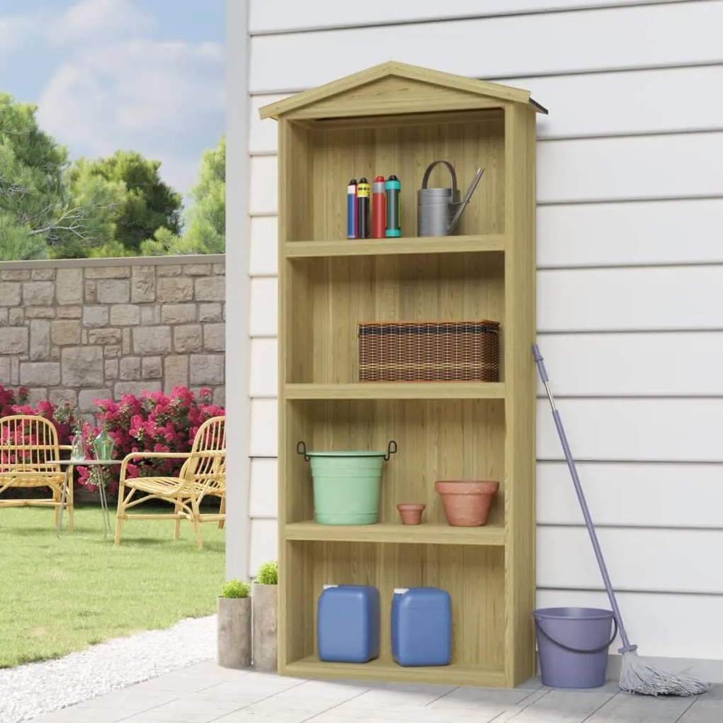 318190 vidaXL Abrigo p/ ferramentas de jardim 87x33x222 cm pinho impregnado