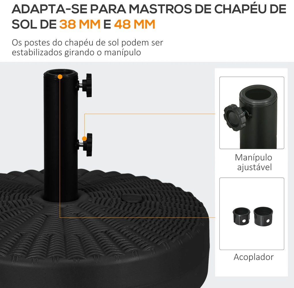 Base para Chapéu de Sol Redondo Suporte para Chapéu de Sol Recarregáve