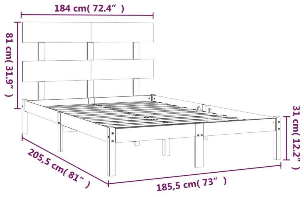 Estrutura de cama super king 180x200 cm madeira maciça branco