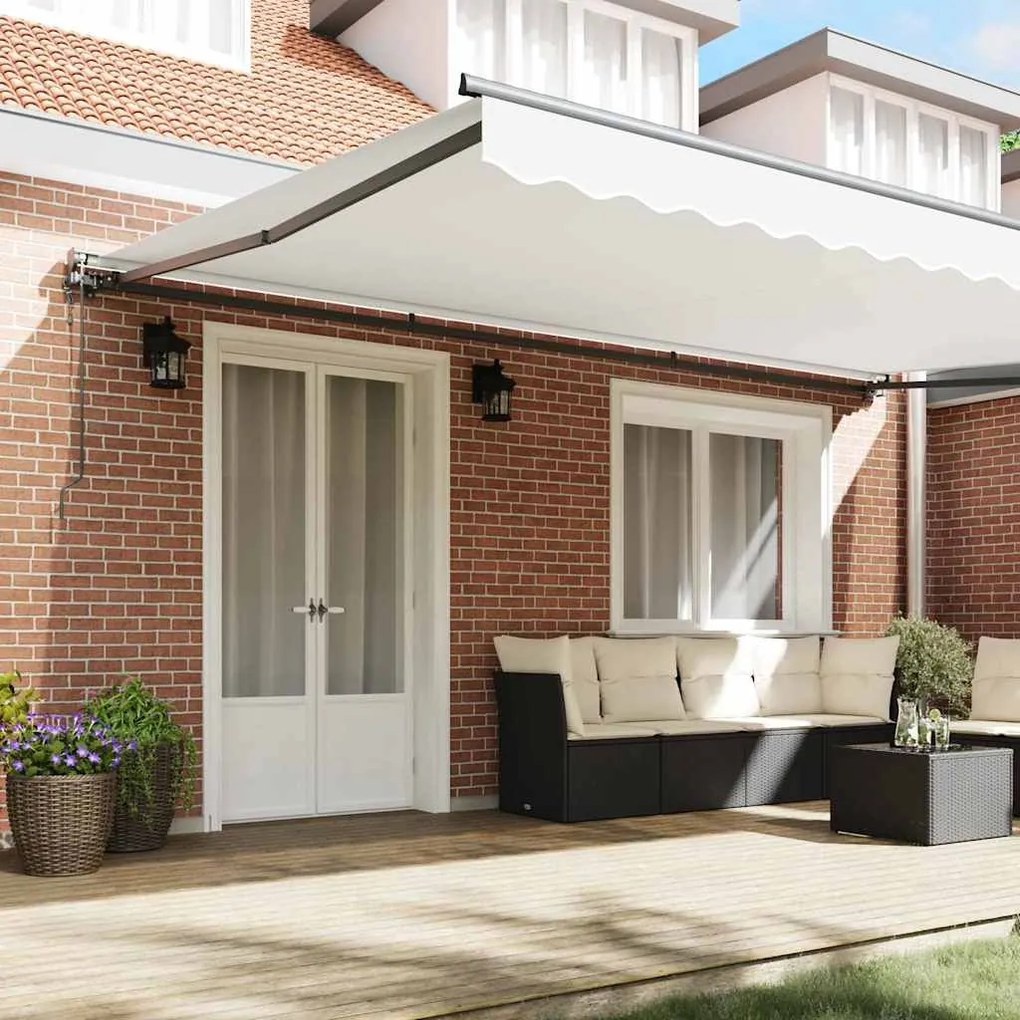 Toldo Retrátil Manual Branco 500x300 cm Tecido e Alumínio