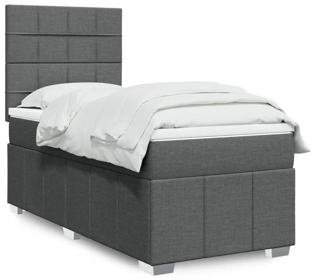 Cama com molas/colchão 80x200 cm tecido cinzento-escuro
