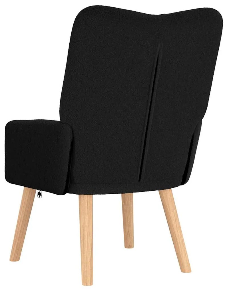 Poltrona Relaxante vidaXL em Tecido com pelo Curto Preto