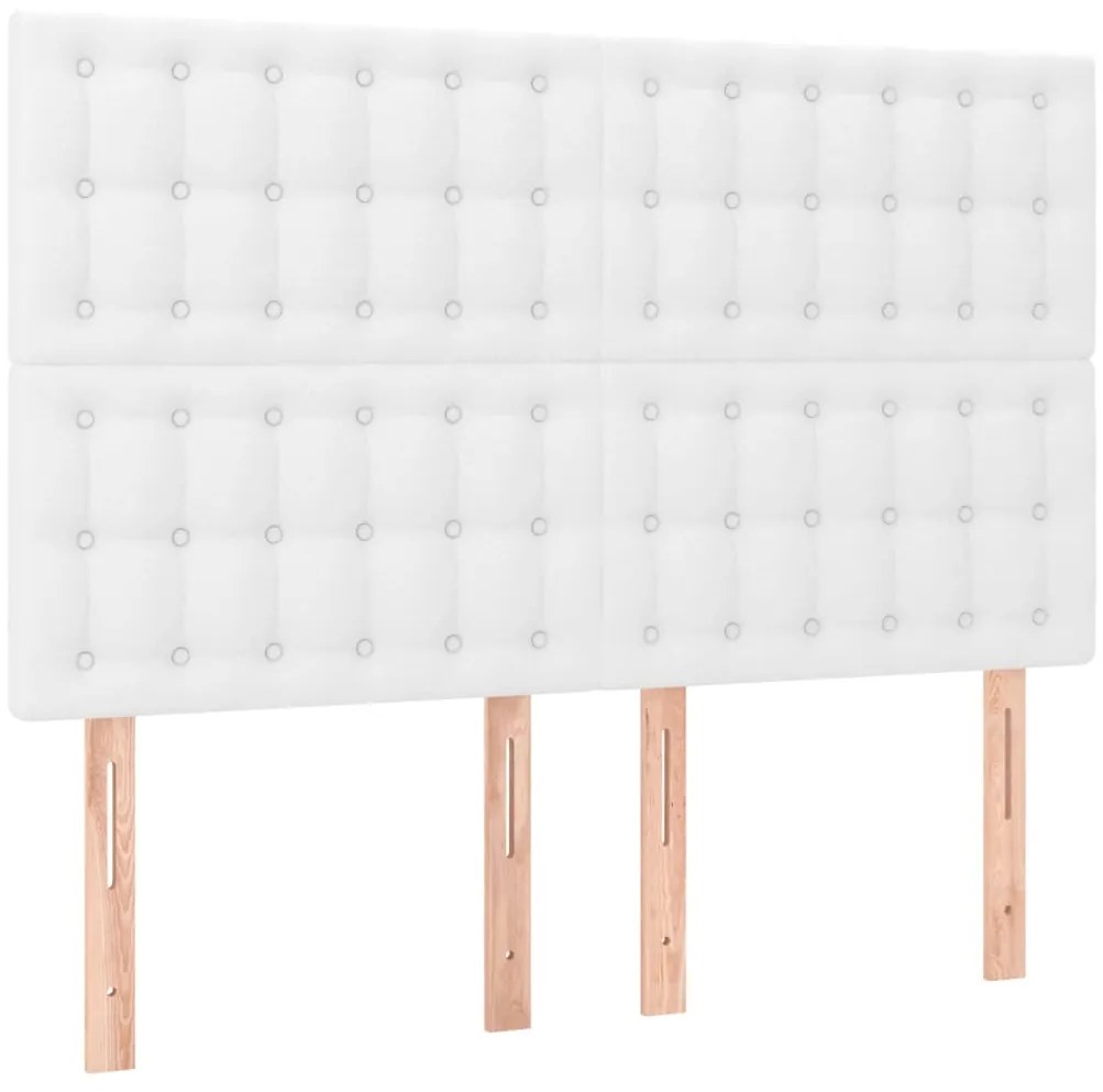 Cabeceira cama c/ LED couro artificial 144x5x118/128 cm branco