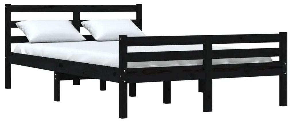 Estrutura cama pequena casal 120x190 cm pinho maciço preto