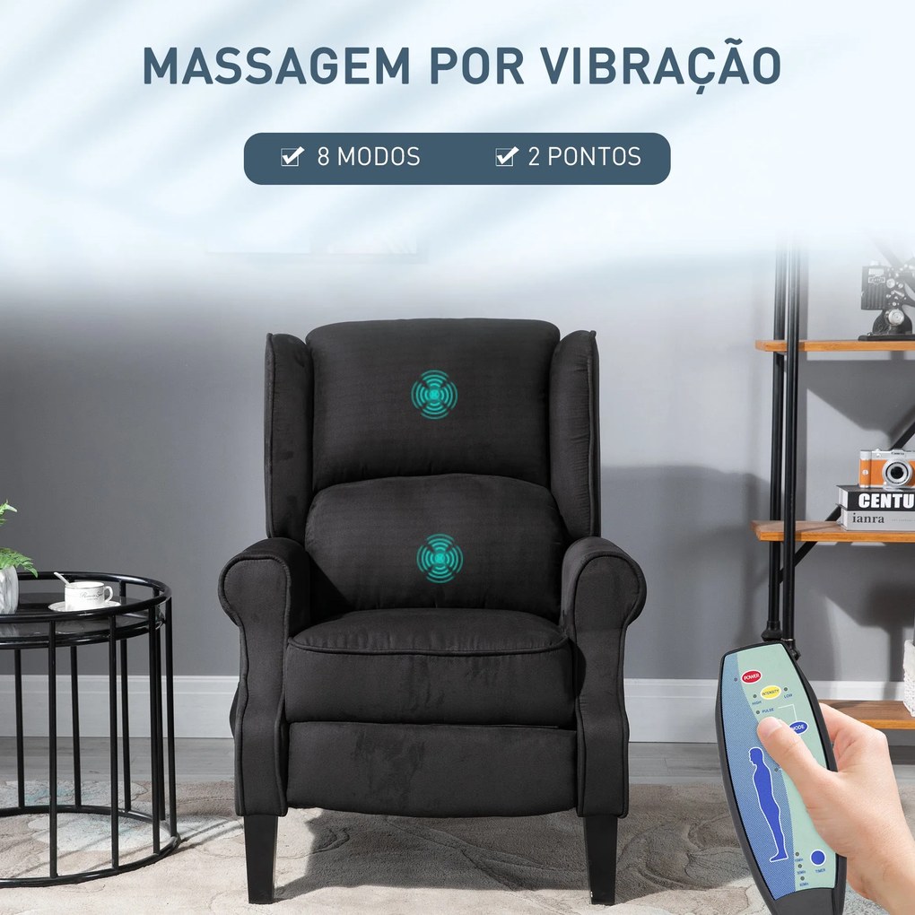 HOMCOM Poltrona de Massagem Poltrona Relax Reclinável com Controlo Rem