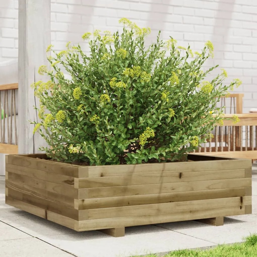 vidaXL Vaso/floreira de jardim 80x80x26,5 madeira de pinho impregnada