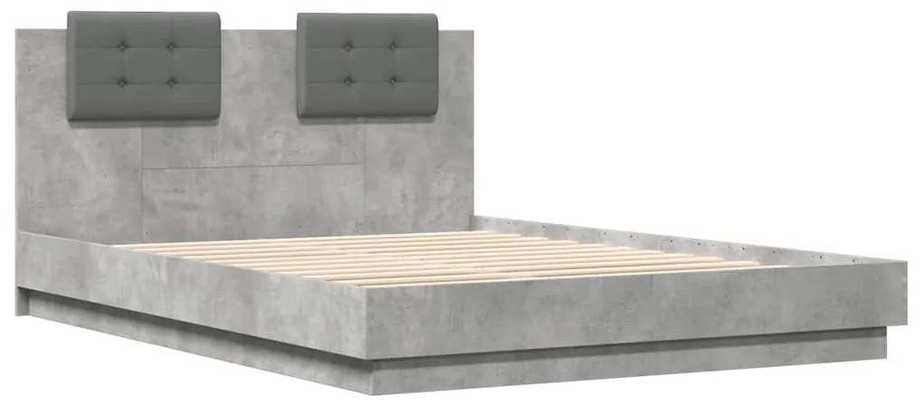 Estrutura de cama c/ cabeceira derivados madeira cinza-cimento