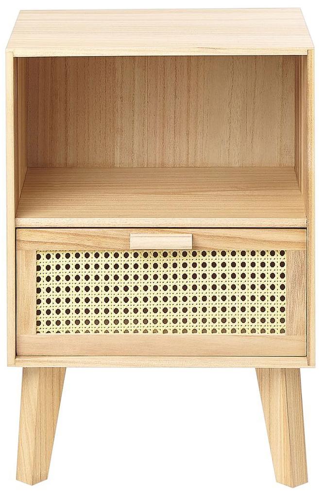 Mesa de cabeceira com 1 gaveta em rattan cor de madeira clara SENEY Beliani