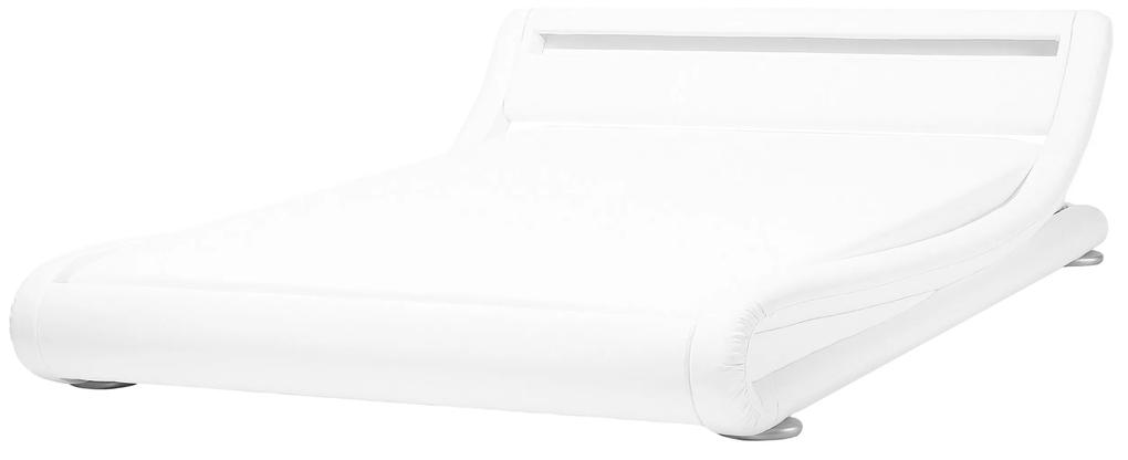 Cama de casal de água com iluminação LED em pele sintética branca 160 x 200 cm AVIGNON Beliani