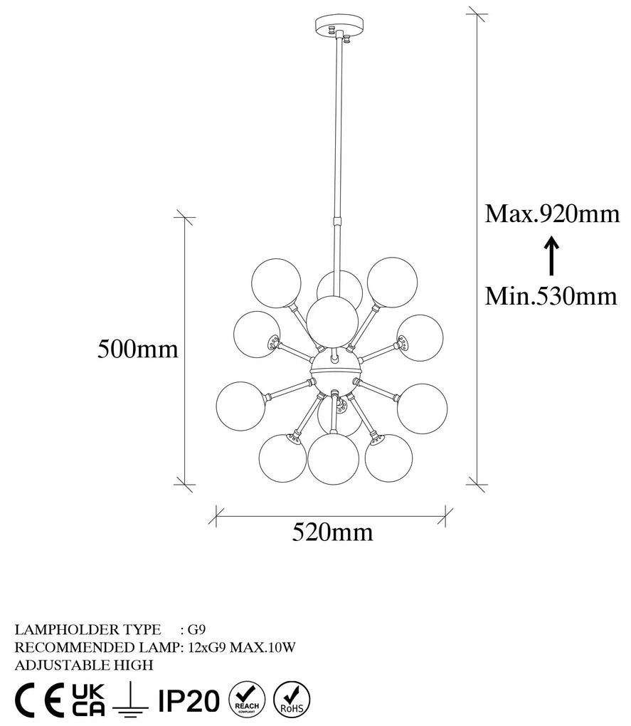 Candeeiro Suspenso Cavud – Preto – 52 x 52 x 53 cm