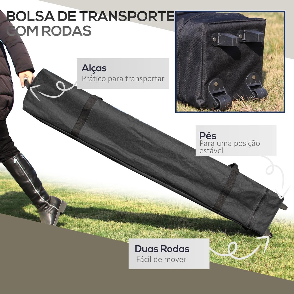 Tenda Dobrável Pop-UP 3,92x3,92x2,83 m com 4 x Sacos de areia e com Altura Ajustável Proteção UV50+ Rede Mosquiteira e Bolsa de Transporte Cinza