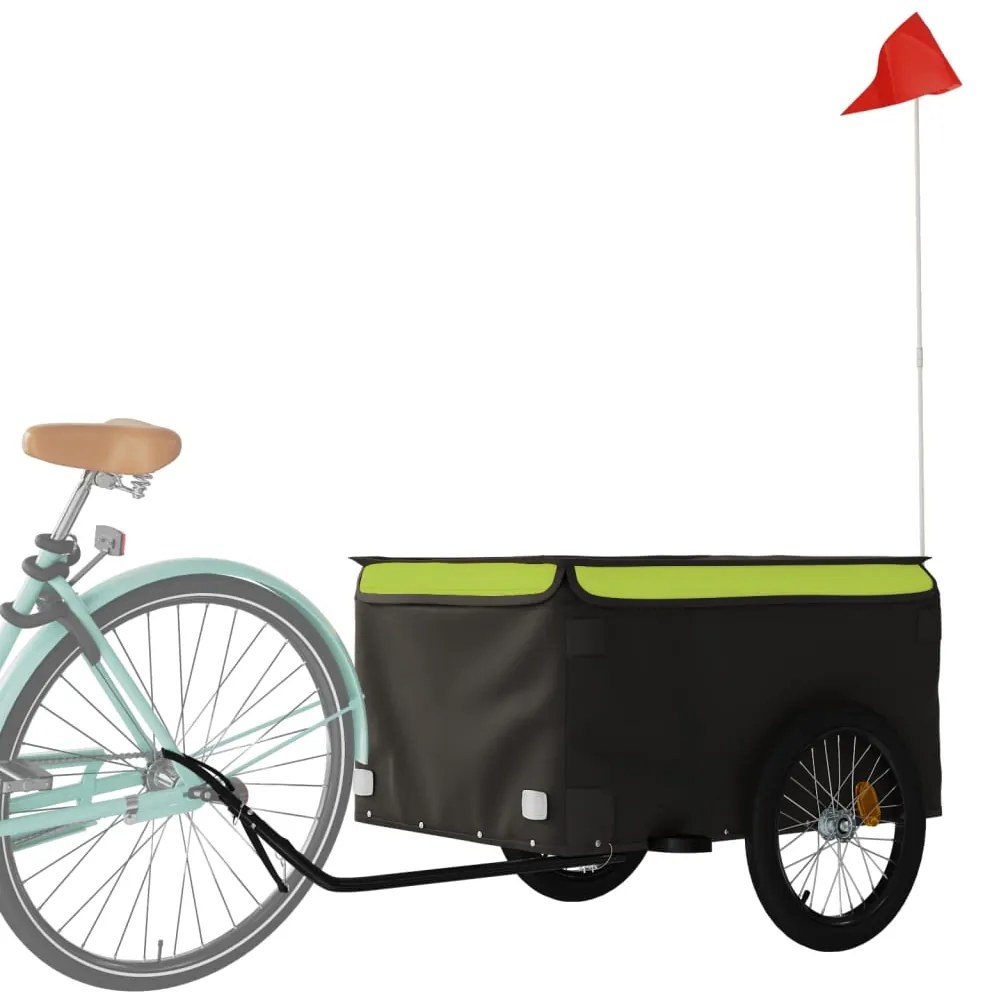 Reboque para bicicleta 45 kg ferro preto e verde
