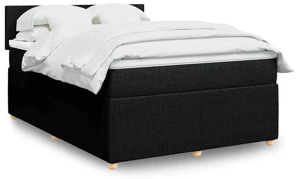vidaXL Cama com molas/colchão 140x190 cm tecido preto